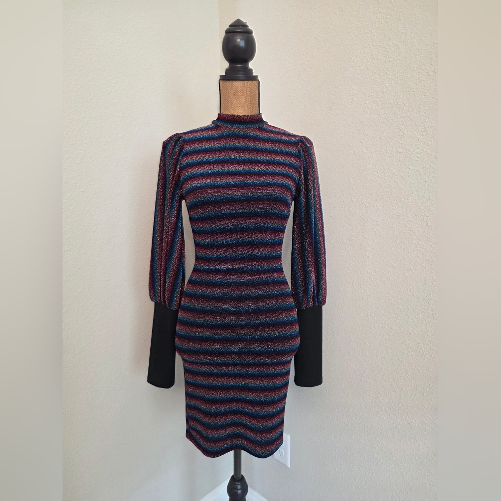 Multicolor Striped Long Sleeve Dress
